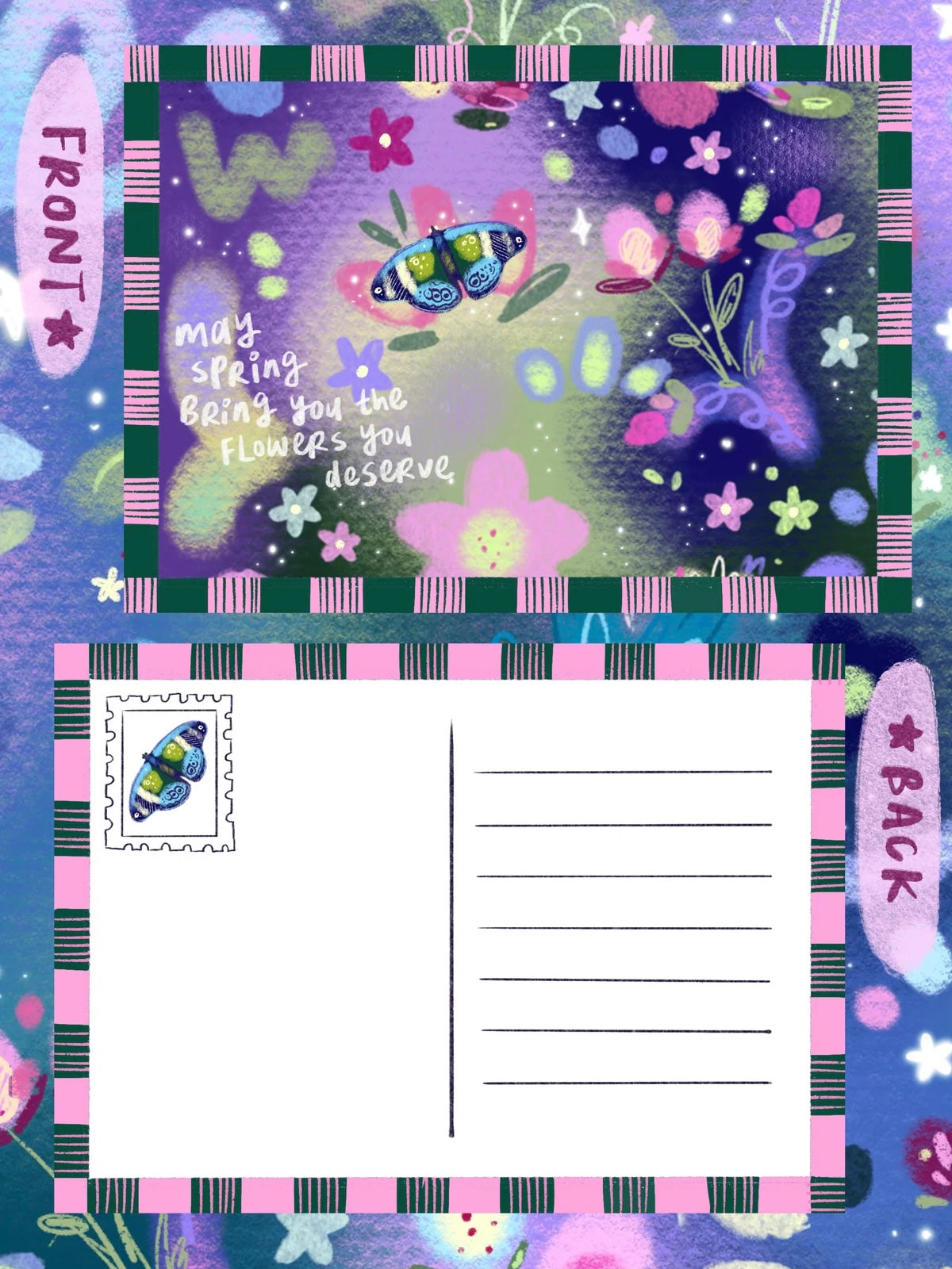 'spring flowers' postcard